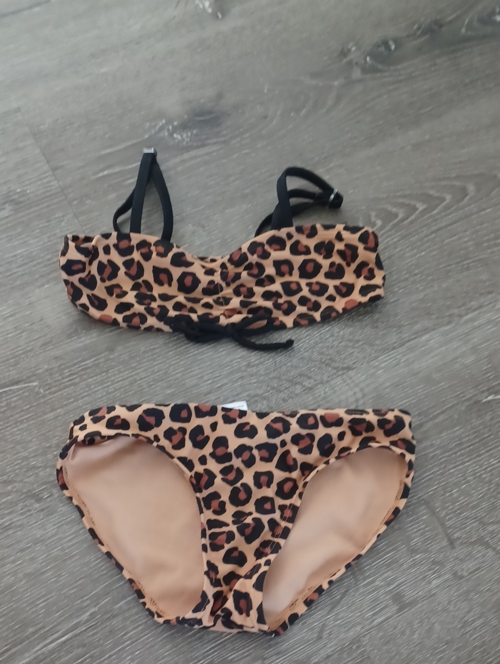 art class Leopard Print Girls Bikini - Tan and Black